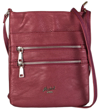 Tessa - Vegan Leather Small Crossbody Bag with Multiple Front Zip Pockets