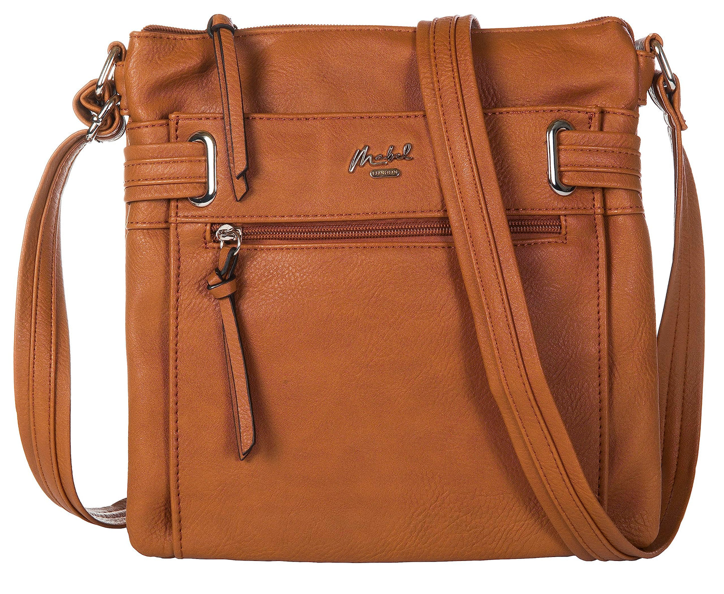 Lara - Small Vegan Leather Crossbody Shoulder Bag with Multiple Pockets & Zip Closure