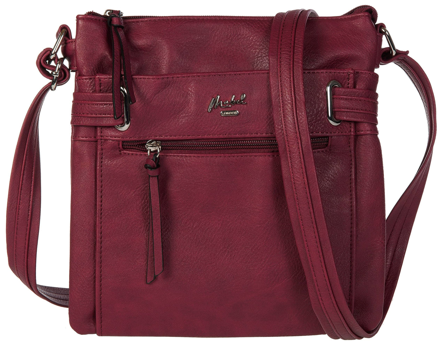 Lara - Small Vegan Leather Crossbody Shoulder Bag with Multiple Pockets & Zip Closure
