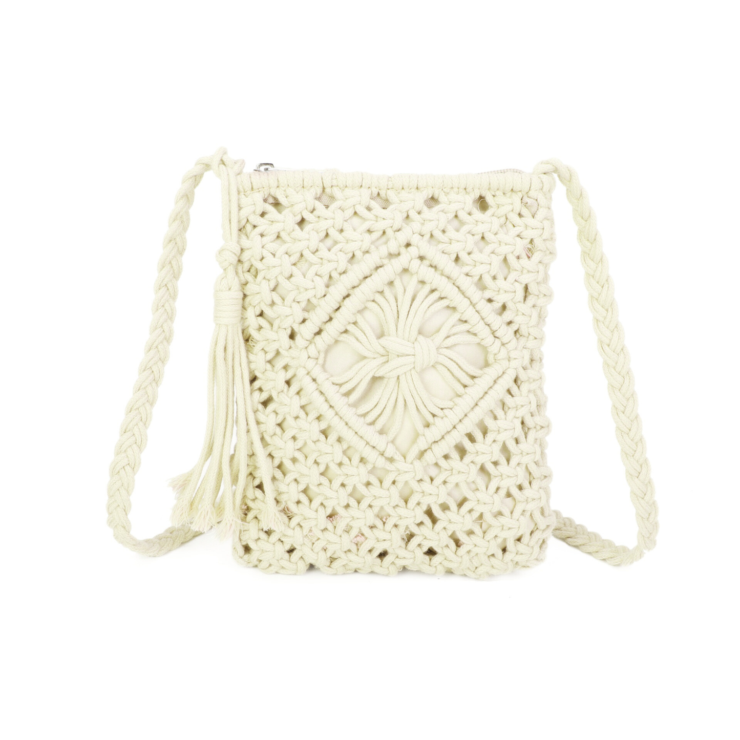 Gurana Crochet Crossbody Bag for Women – Small Summer Holiday Shoulder Bag with Tassel Detail and Long Strap – Capri