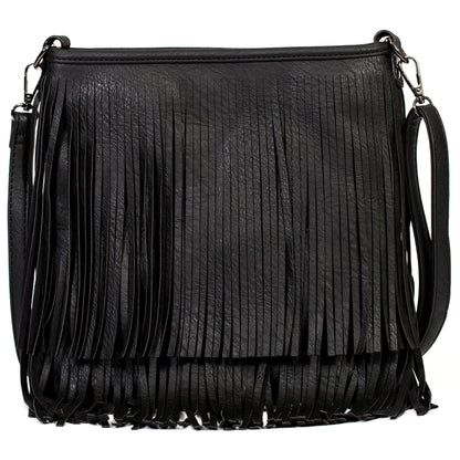 Dakota - Western Style Vegan Leather Tassel Fringe Shoulder Cross Body Bag