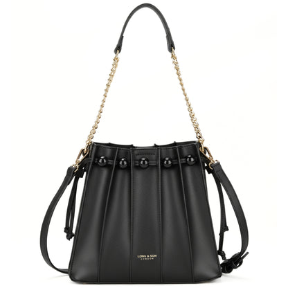 Mabel London Pleated Satchel in Medium Size with Chain Strap and Long Shoulder Strap - Natalia