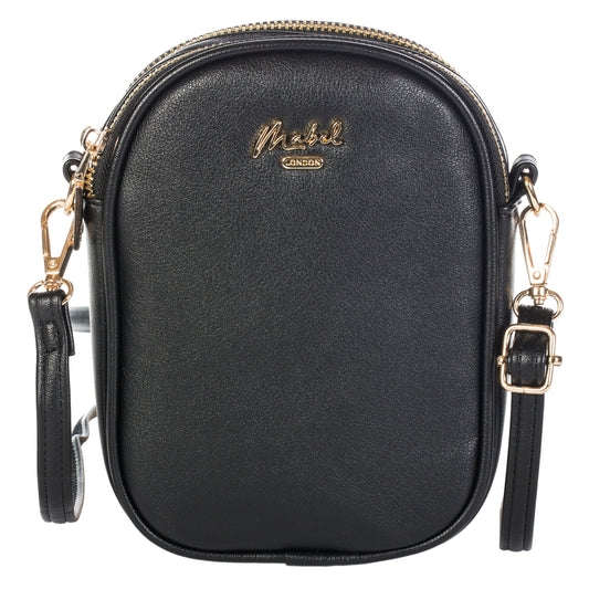 Mabel Womens Soft Vegan Leather Twin Compartment Small Plain Cross Body Handbag - Nova