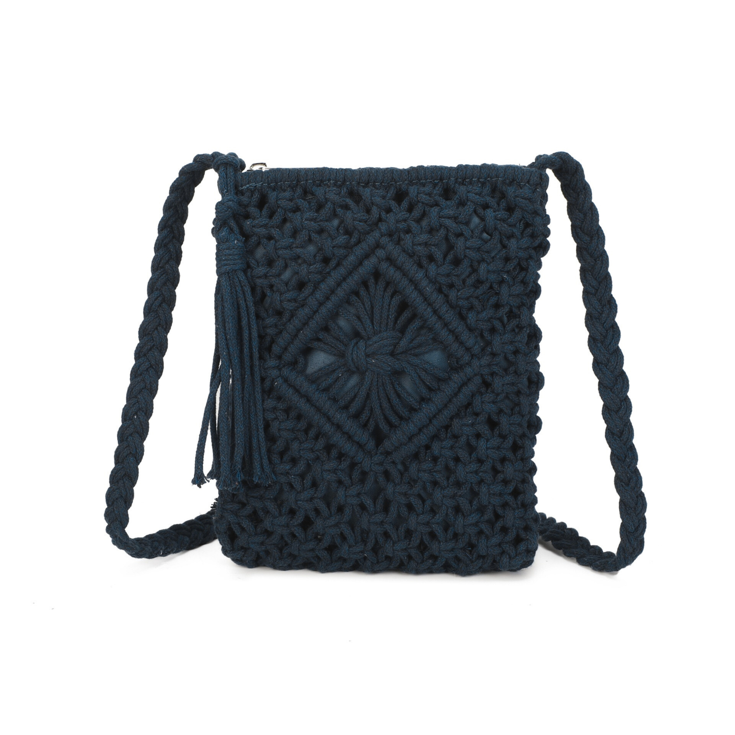 Gurana Crochet Crossbody Bag for Women – Small Summer Holiday Shoulder Bag with Tassel Detail and Long Strap – Capri