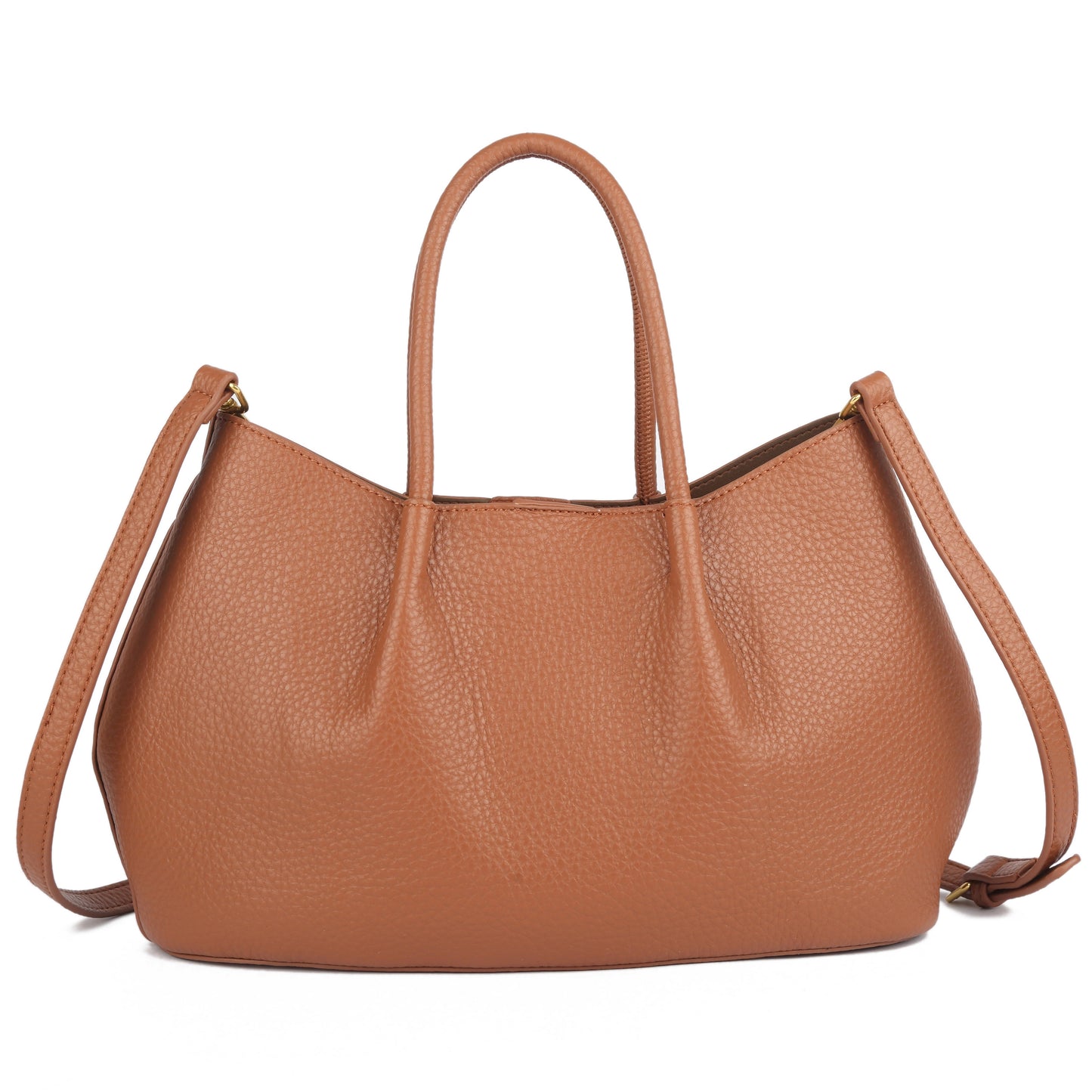 Small Faux Leather Soft Top Handle Bag with Detachable Inner Pouch & Crossbody Strap - Ruth