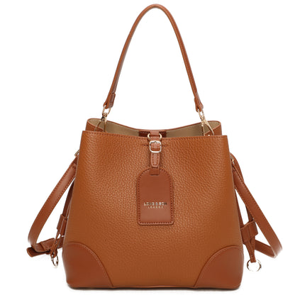 Faux Leather Top Handle Shoulder Bag - Leightweight Elegant Tote with Crossbody Strap & Multiple Compartments - Gabby