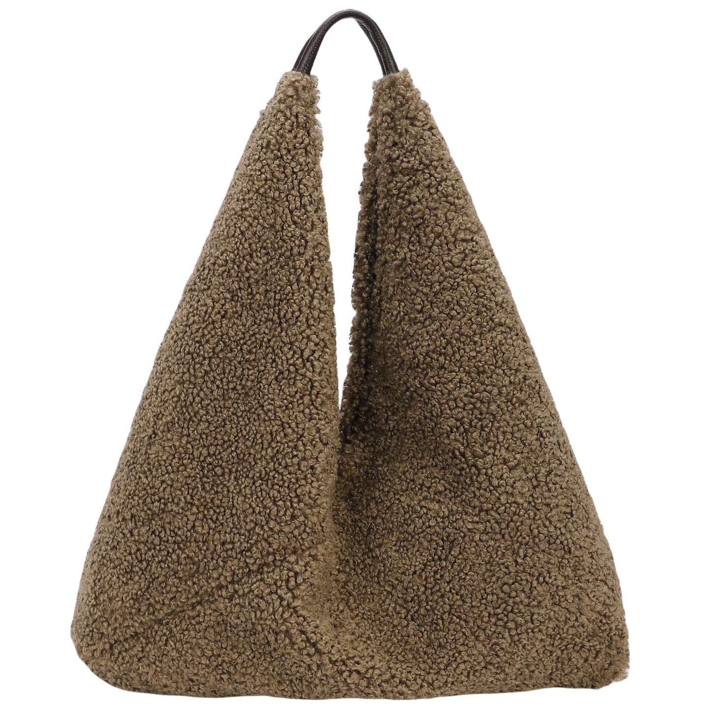 Soft Teddy Fleece Hobo Shoulder Bag with Snap Closure & Matching Pouch - Cosy Winter Tote Bag - Kristyna