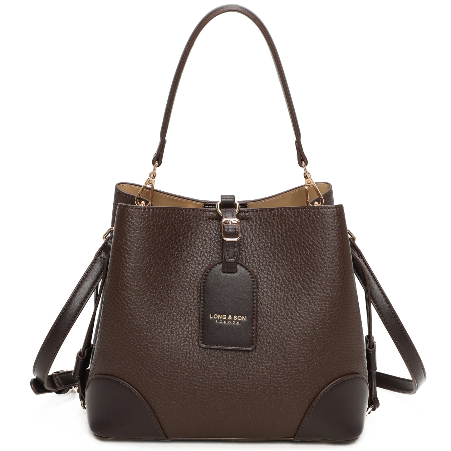 Faux Leather Top Handle Shoulder Bag - Leightweight Elegant Tote with Crossbody Strap & Multiple Compartments - Gabby