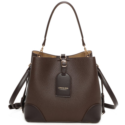 Faux Leather Top Handle Shoulder Bag - Leightweight Elegant Tote with Crossbody Strap & Multiple Compartments - Gabby