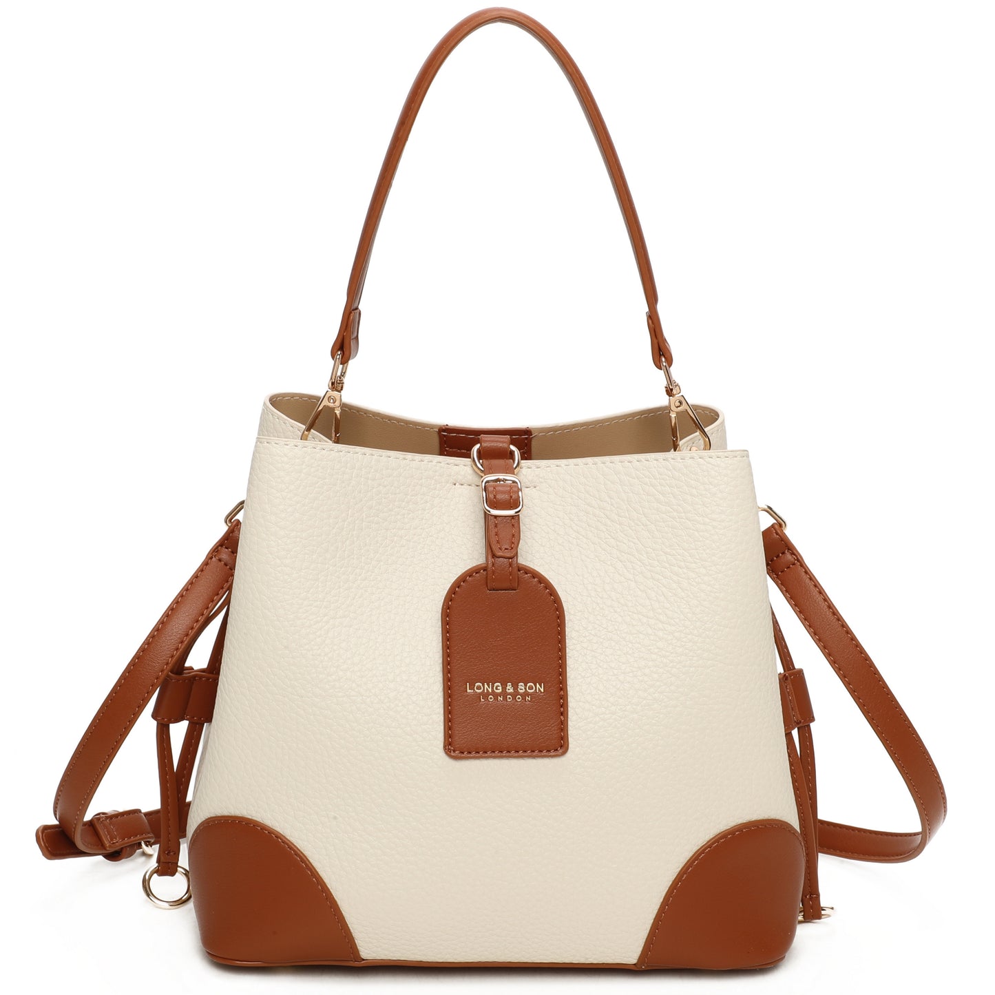 Faux Leather Top Handle Shoulder Bag - Leightweight Elegant Tote with Crossbody Strap & Multiple Compartments - Gabby