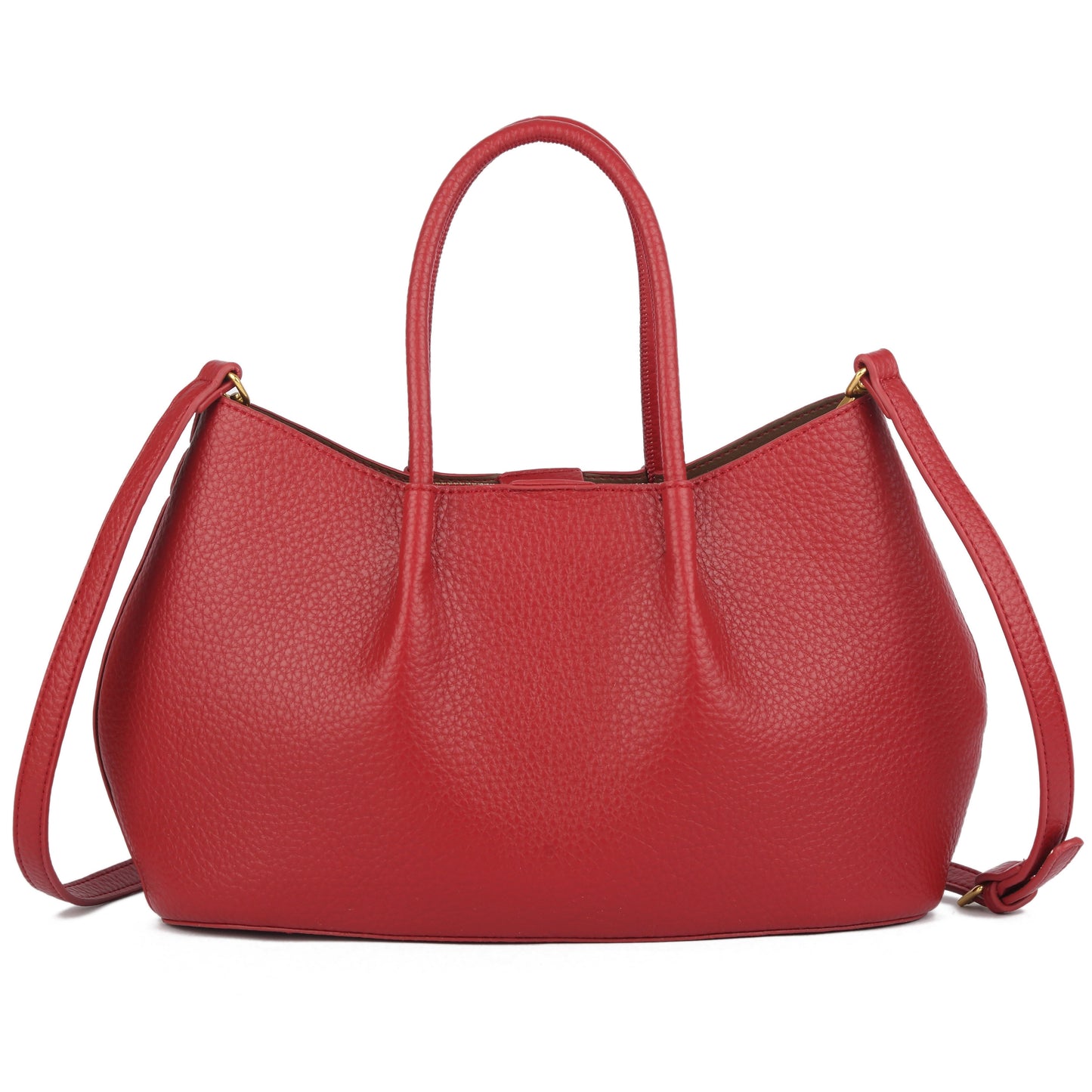 Small Faux Leather Soft Top Handle Bag with Detachable Inner Pouch & Crossbody Strap - Ruth