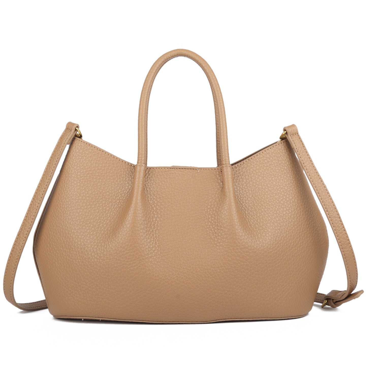 Small Faux Leather Soft Top Handle Bag with Detachable Inner Pouch & Crossbody Strap - Ruth