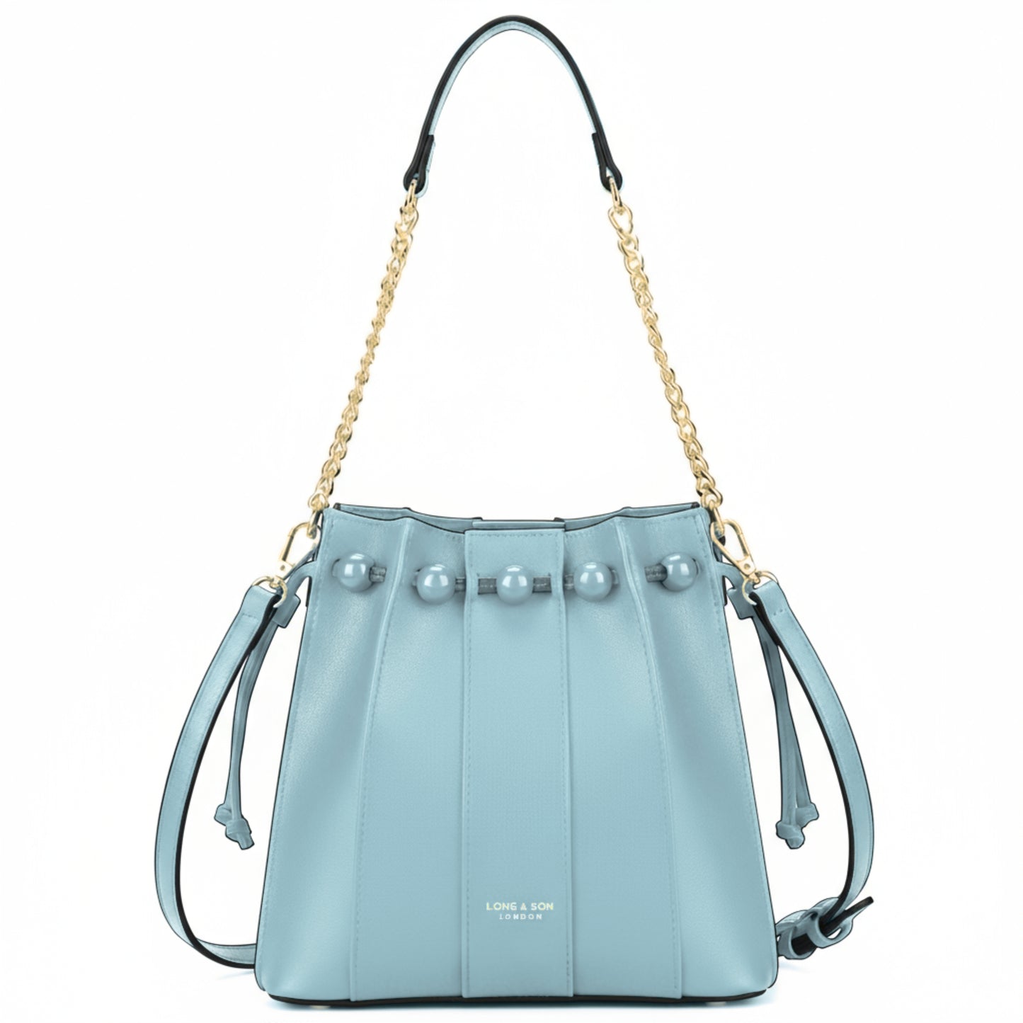 Mabel London Pleated Satchel in Medium Size with Chain Strap and Long Shoulder Strap - Natalia