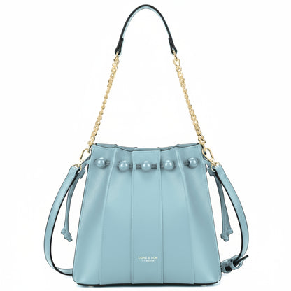 Mabel London Pleated Satchel in Medium Size with Chain Strap and Long Shoulder Strap - Natalia