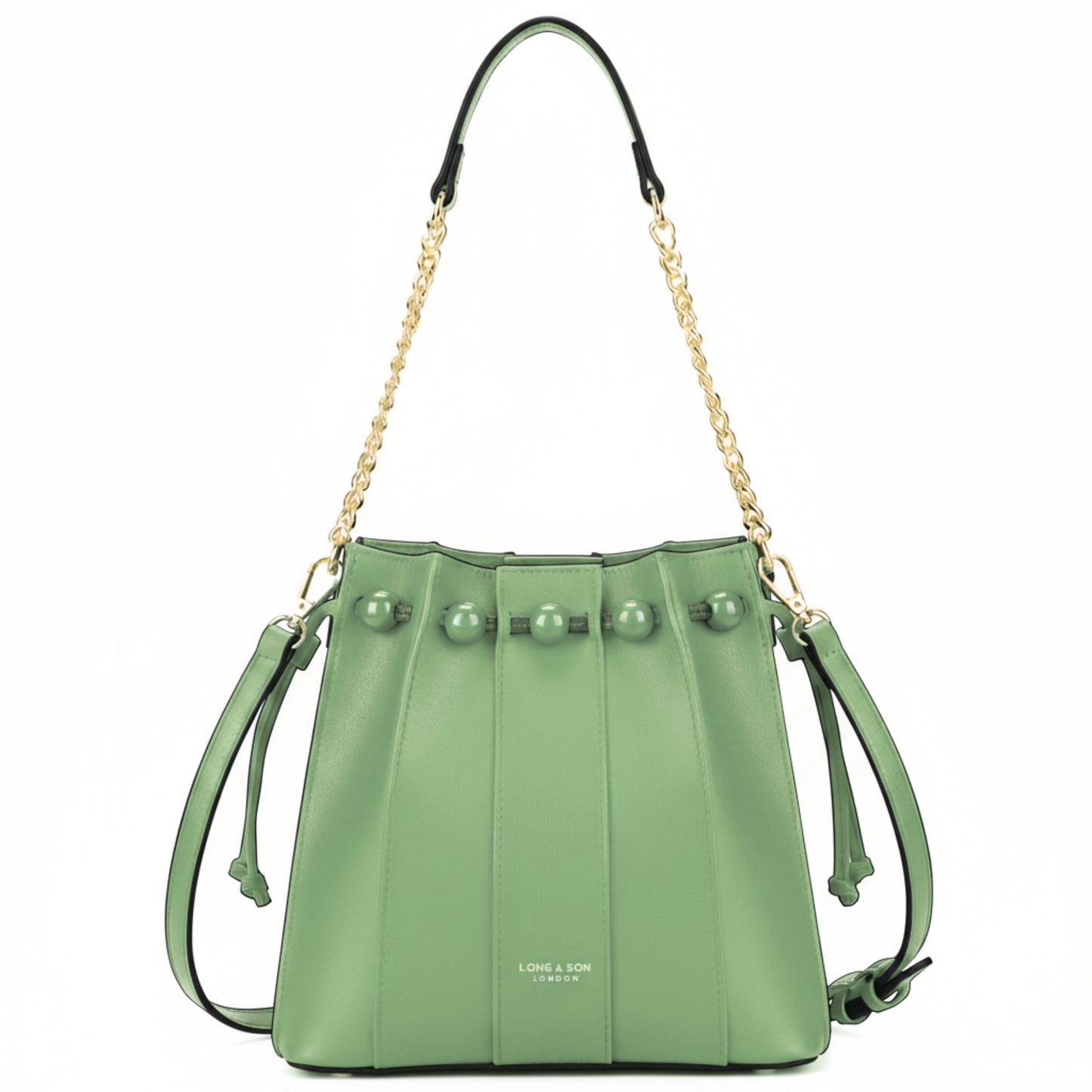 Mabel London Pleated Satchel in Medium Size with Chain Strap and Long Shoulder Strap - Natalia