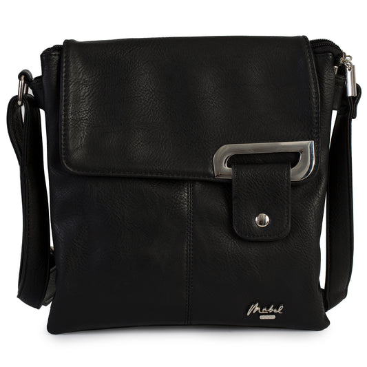 Mabel London Women’s Crossbody Messenger Bag – FAITH | Medium Size with Silver Trim