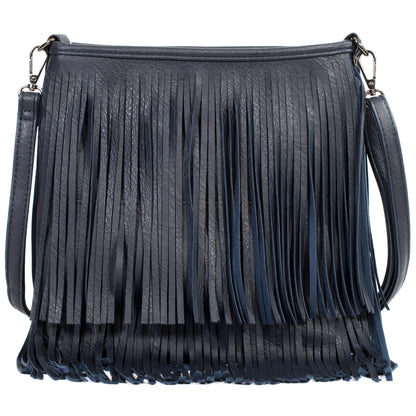 Dakota - Western Style Vegan Leather Tassel Fringe Shoulder Cross Body Bag