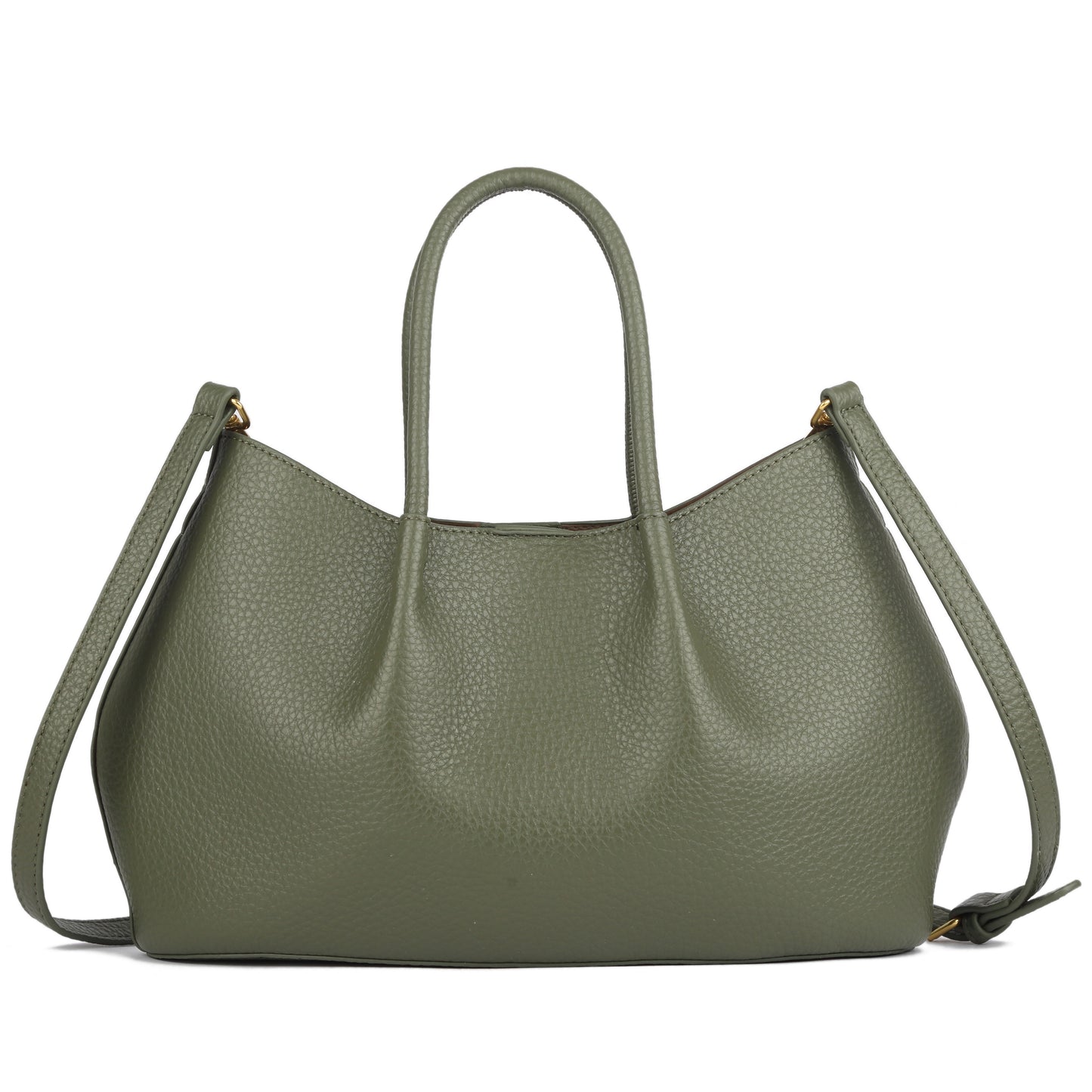 Small Faux Leather Soft Top Handle Bag with Detachable Inner Pouch & Crossbody Strap - Ruth