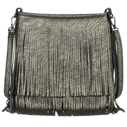 Dakota - Western Style Vegan Leather Tassel Fringe Shoulder Cross Body Bag