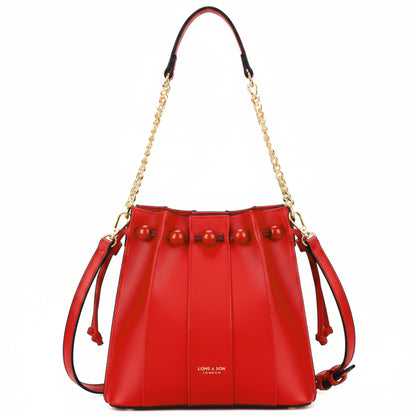 Mabel London Pleated Satchel in Medium Size with Chain Strap and Long Shoulder Strap - Natalia