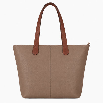 Brook - Medium Vegan Leather Shoulder Tote Bag with Zip Closure & Lightweight Design