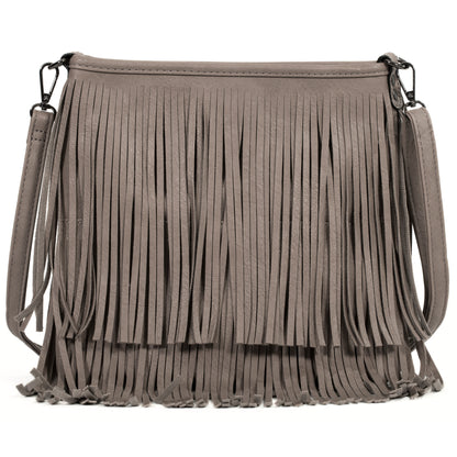 Dakota - Western Style Vegan Leather Tassel Fringe Shoulder Cross Body Bag