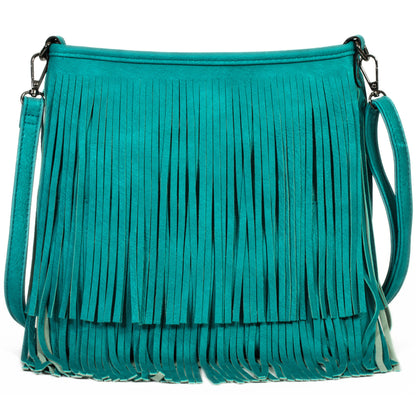 Dakota - Western Style Vegan Leather Tassel Fringe Shoulder Cross Body Bag