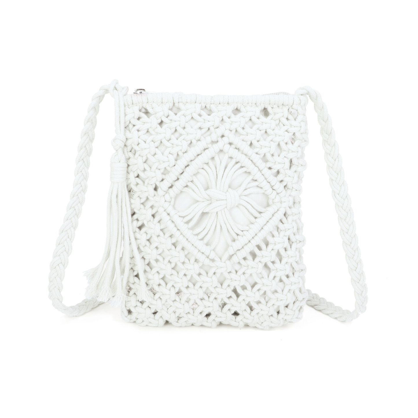 Gurana Crochet Crossbody Bag for Women – Small Summer Holiday Shoulder Bag with Tassel Detail and Long Strap – Capri
