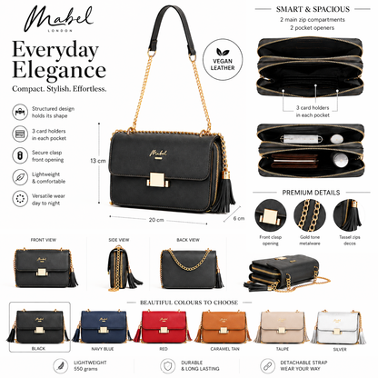 Skylar - Vegan Leather Party Wedding Clutch Bag with Detachable Crossbody Strap