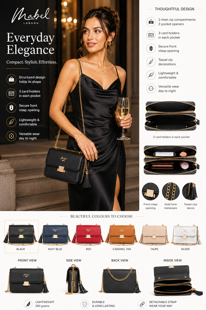 Skylar - Vegan Leather Party Wedding Clutch Bag with Detachable Crossbody Strap