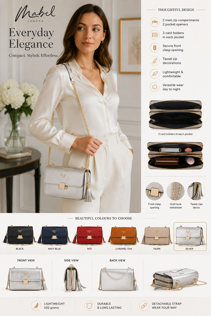 Skylar - Vegan Leather Party Wedding Clutch Bag with Detachable Crossbody Strap
