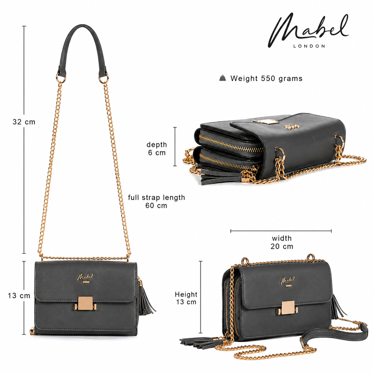 Skylar - Vegan Leather Party Wedding Clutch Bag with Detachable Crossbody Strap